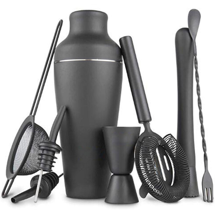 Professional Matte Black Stainless Steel Cocktail Shaker Set