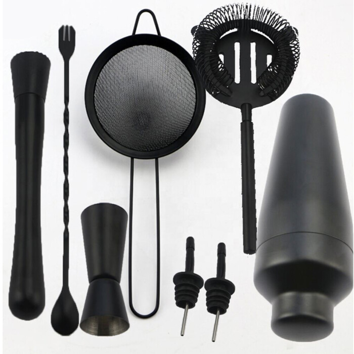 Professional Matte Black Stainless Steel Cocktail Shaker Set - Image 3