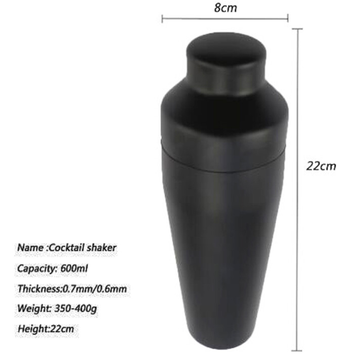 Professional Matte Black Stainless Steel Cocktail Shaker Set - Image 2